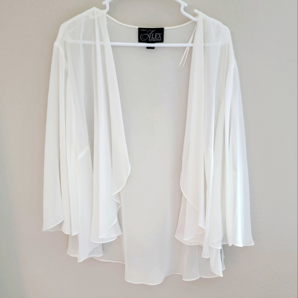 NWT Ivory White Chiffon Sheer Bolero Jacket Cover Up